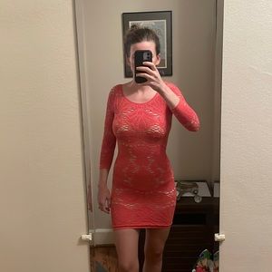Free People body con dress- attached nude slip underneath